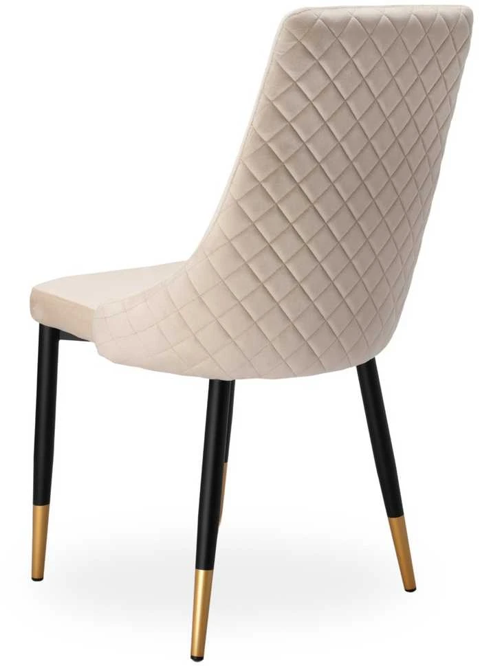 Velvetinis valgomojo kėdė, smėlio spalvos, modernus dizainas, dygsniuota, ergonomiška, patogi virtuvės kėdė su atlošu