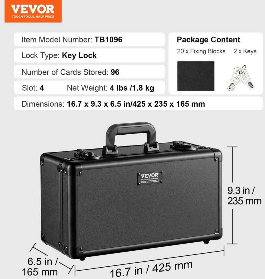 VEVOR PSA kortelių dėžutė su 4 skyreliais