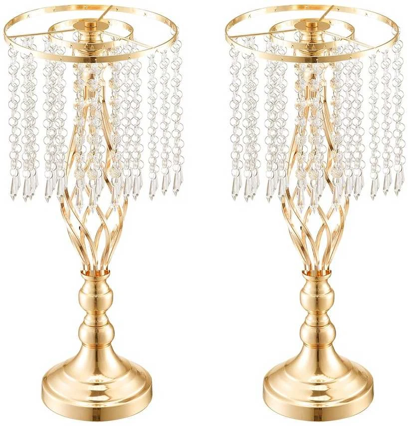 Vestuvių gėlių stovo vaza, 49 cm aukščio, elegantiška vakarėlio puošmena, auksinė centrinė vaza