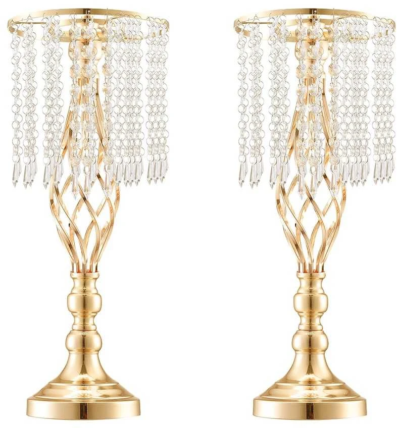 Vestuvių gėlių stovo vaza, 49 cm aukščio, elegantiška vakarėlio puošmena, auksinė centrinė vaza