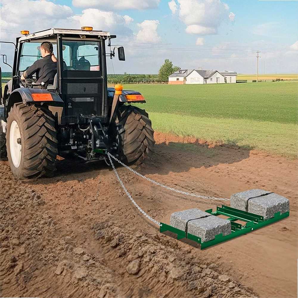 Vilkiamos akėčios, tvirtos konstrukcijos su reguliuojamais strypais ir 1830 mm grandine, įvažiavimų ir vejos lyginimui, landšafto grėblys ATV UTV traktoriui, žemės ūkio padargas