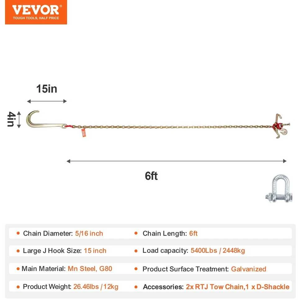 Vilkimui skirta grandinė, 8 mm, 180 cm, 2448 kg
