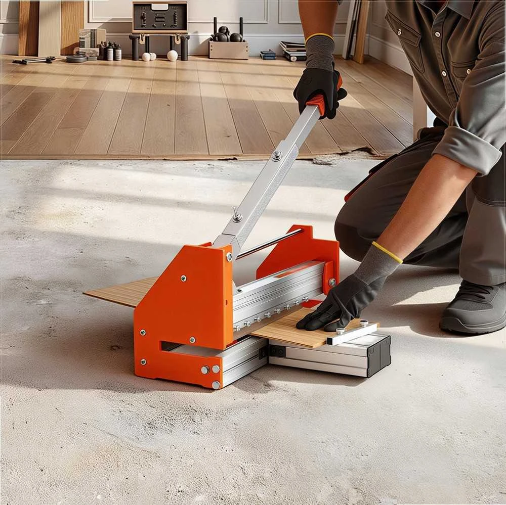 Vinilo grindų pjaustyklė su jėgą taupančia svirtimi ir teleskopine atrama, laminatui ir medinėms grindims, 304.8 mm pjovimo ilgis, grindų pjovimo įrankis, vinilinių lentelių pjaustytuvas
