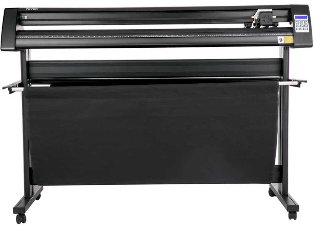 Vinilo pjaustytuvas 1350 mm, LED ekranas, optinė akis, pjaustyklis su stovu, reklaminių iškabų gamybai, lipdukų pjaustymo braižytuvas