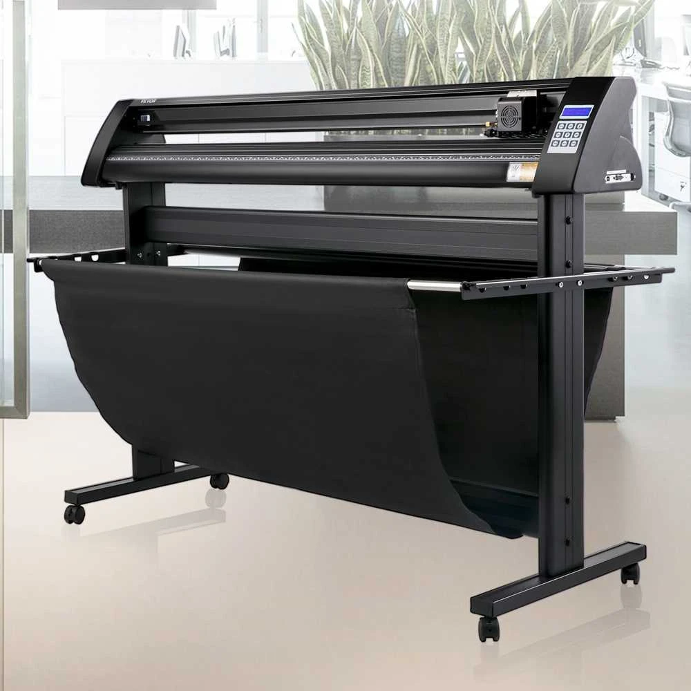 Vinilo pjaustytuvas 1350 mm, LED ekranas, optinė akis, pjaustyklis su stovu, reklaminių iškabų gamybai, lipdukų pjaustymo braižytuvas
