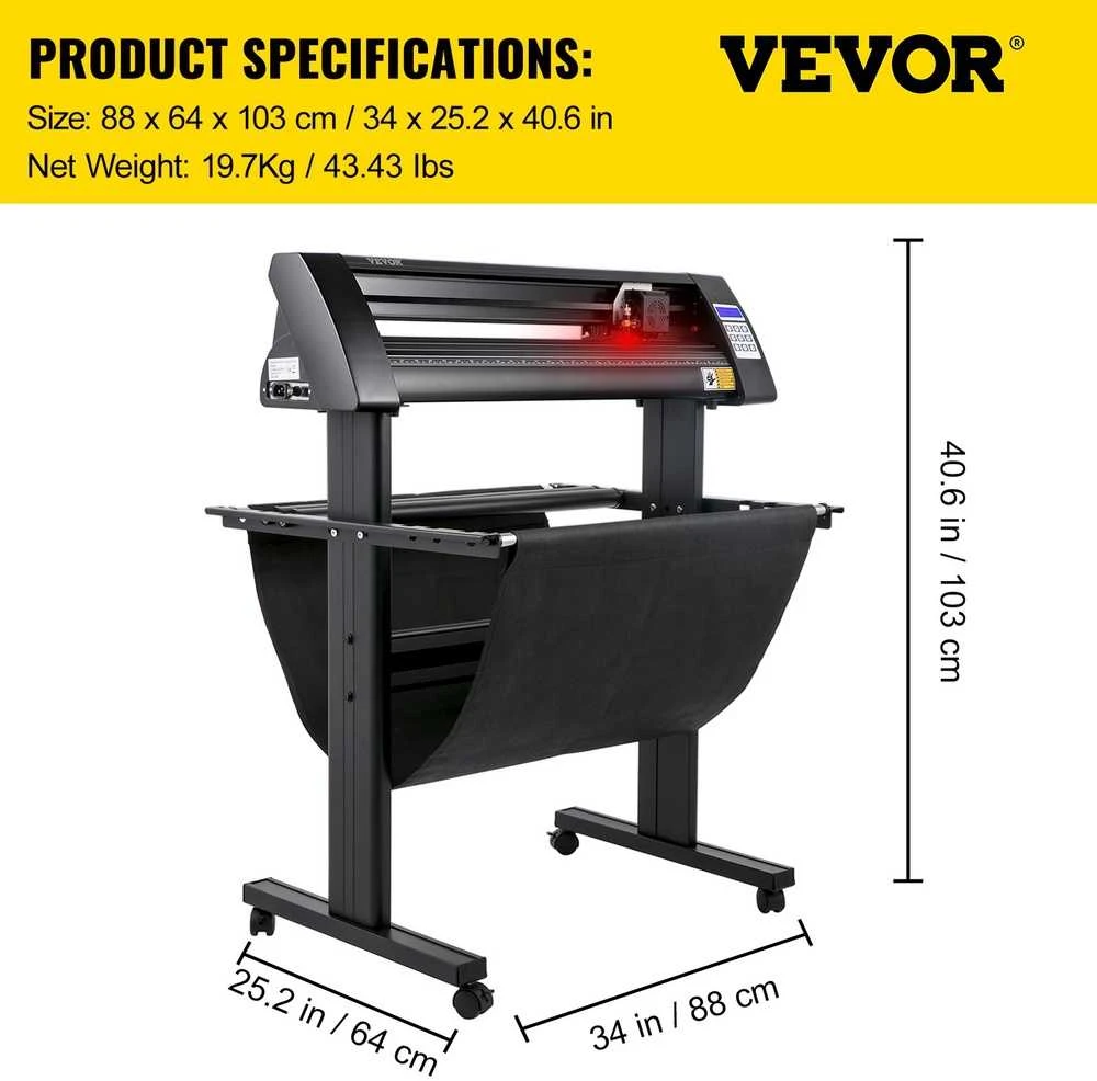 Vinilo pjaustytuvas 720 mm, LED ekranas, optinis jutiklis, stovas, lipdukų, reklaminių užrašų, grafikos pjovimo braižytuvas