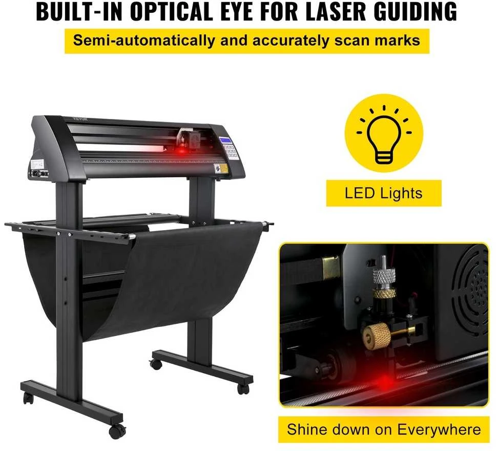 Vinilo pjaustytuvas 720 mm, LED ekranas, optinis jutiklis, stovas, lipdukų, reklaminių užrašų, grafikos pjovimo braižytuvas