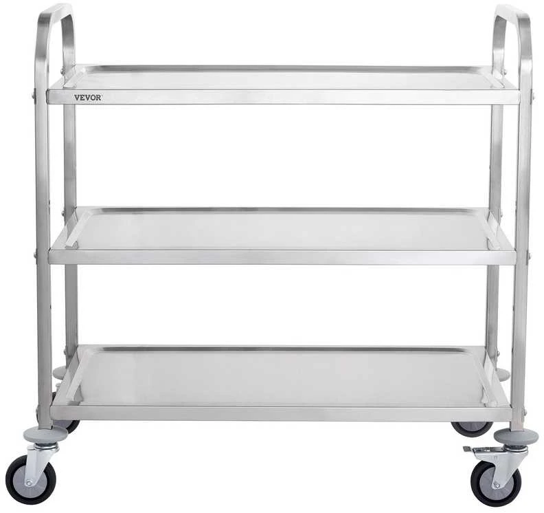 Virtuvės vežimėlis, 3 aukštų, metalinis, 204.1kg, ratukai, serviravimo, daiktų laikymo, mobilus