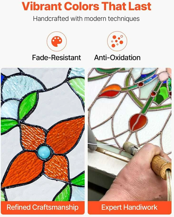 Vitražo Panelis, Dekoratyvinis Pakabinamas Menas Namams, Tifo stiliaus Langų Dekoras, Spalvotas Stiklo Panelis Privatumui, Vitražinis Langas, Dekoratyvinė Sienų Plokštė