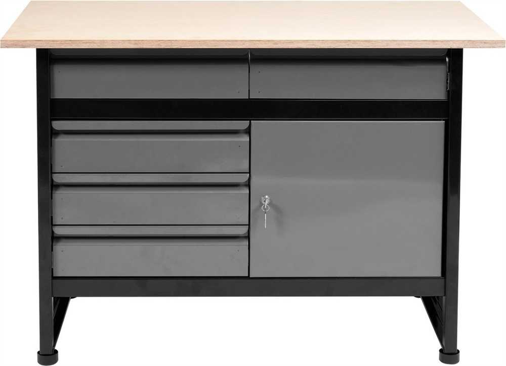 Vorel Darbastalis 1160x600mm, su stalčiais ir spintele, metalinis darbo stalas, įrankių laikymo stalas, dirbtuvių stalas