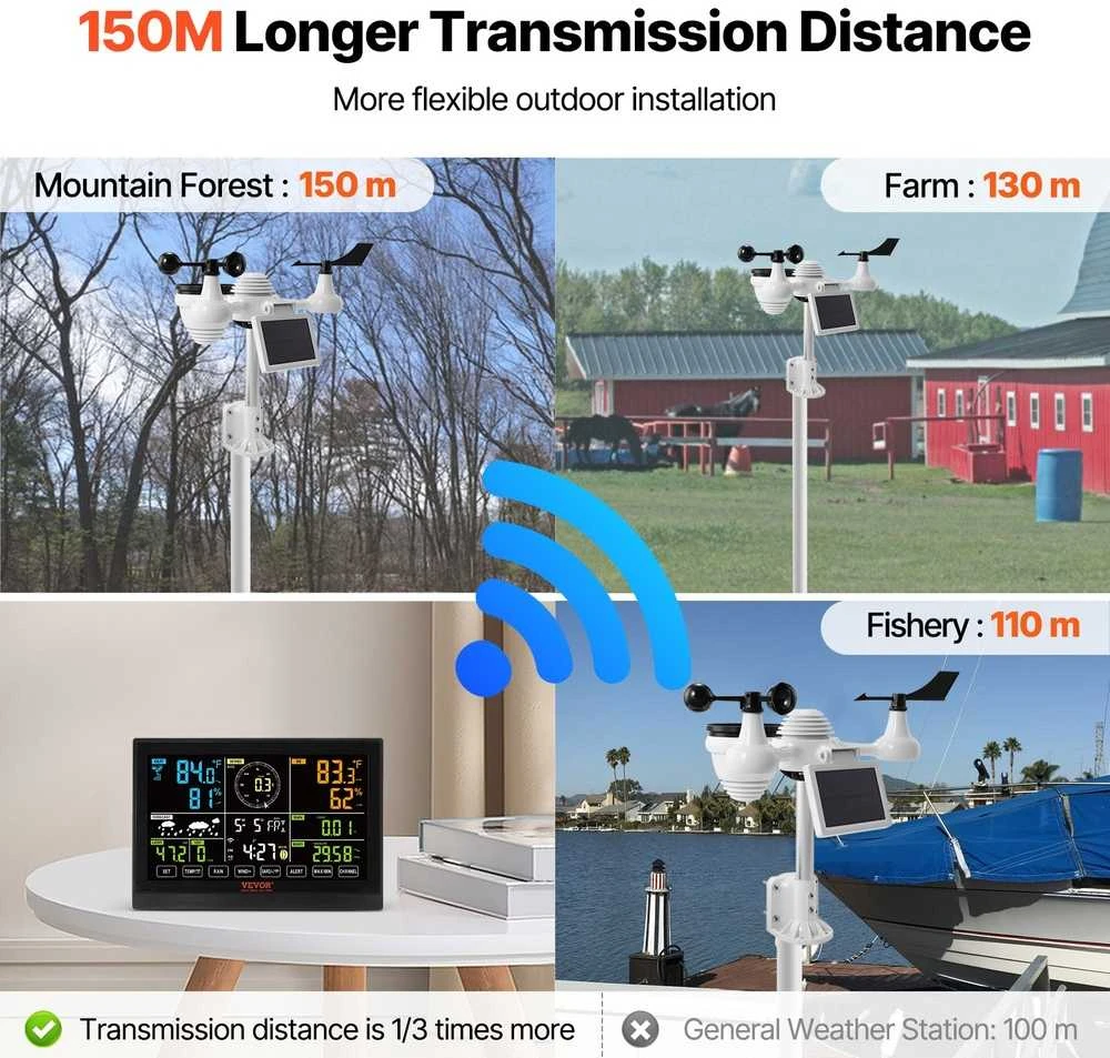 VEVOR Meteorologinė belaidė orų stotelė YT60234 7in1 WiFi