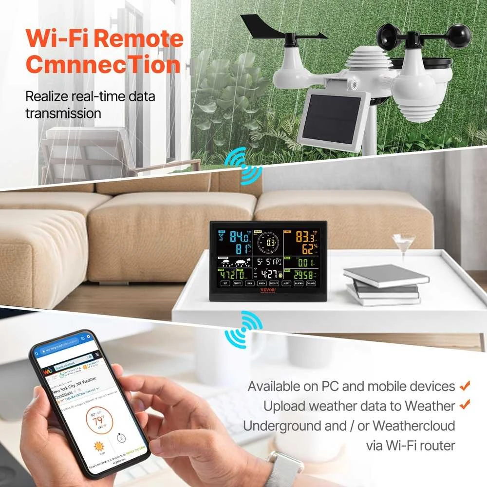 VEVOR Meteorologinė belaidė orų stotelė YT60234 7in1 WiFi