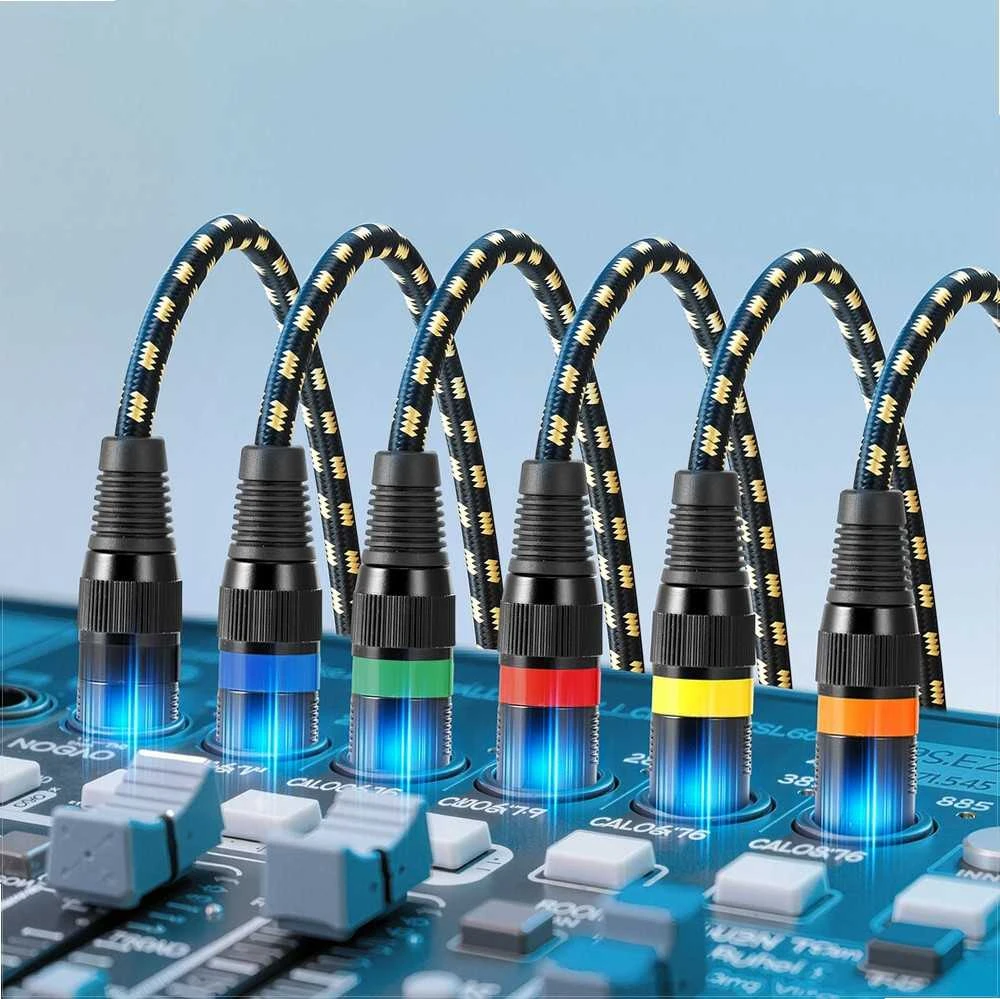 XLR kabelis scenos apšvietimui ir mikrofonams, ekranuotas subalansuotas paauksuotas 3 kontaktų, DMX vyriškas-moteriškas mikrofono laidas, 6 vnt. 7.62 m, garso jungtis