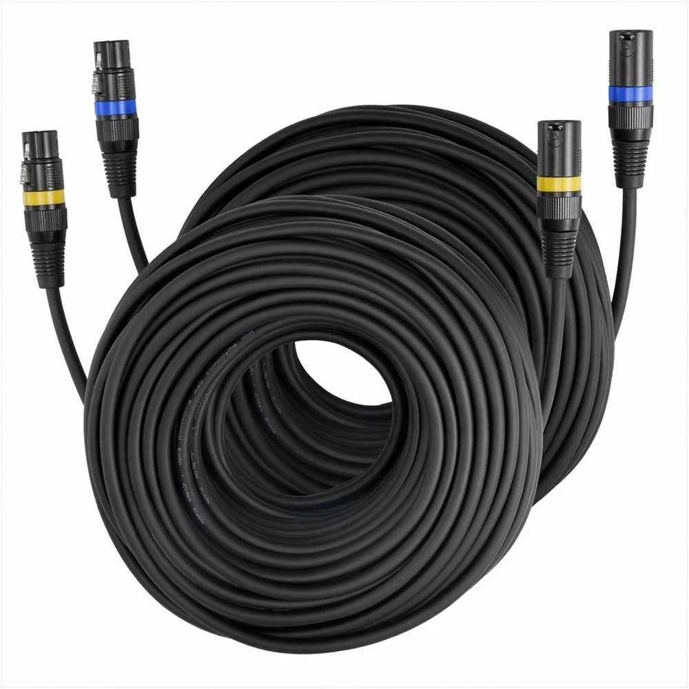 XLR mikrofono kabelis scenos apšvietimui, ekranuotas subalansuotas paauksuotas 30.48 m 2 vnt. pakuotė, hi-fi garso laidas, subalansuotas audio kabelis, scenos apšvietimo laidas, profesionalus garso kabelis