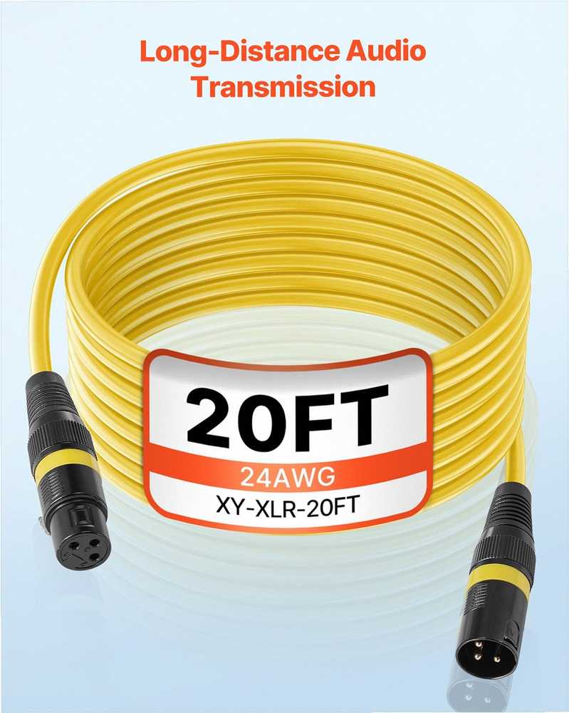 XLR mikrofono kabelis scenos apšvietimui ir garsui, 6 vnt., 6.1 m, ekranuotas subalansuotas paauksuotas, spalvotos jungtys, XLR laidas garso aparatūrai