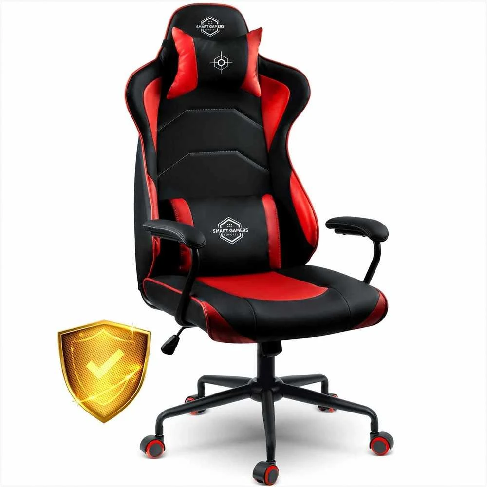 Žaidimų kėdė, ergonomiška biuro kėdė, patogi kompiuterio kėdė, raudona žaidimų sėdynė, reguliuojamo aukščio kėdė