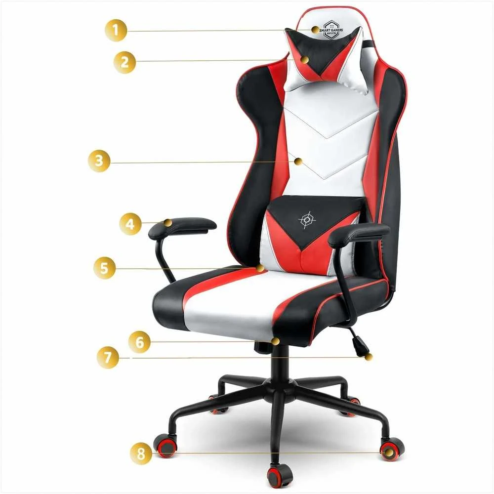 Žaidimų kėdė, ergonomiška biuro kėdė, patogi kompiuterio kėdė, reguliuojamo aukščio žaidimų sėdynė, supama kėdė