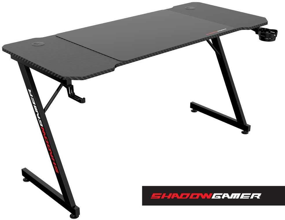 Žaidimų stalas 140 cm su kilimėliu, puodelio laikikliu, ausinių kabliu, juodas kompiuterio stalas, ergonomiška žaidimų stotis, PC stalas, konsolės stalas