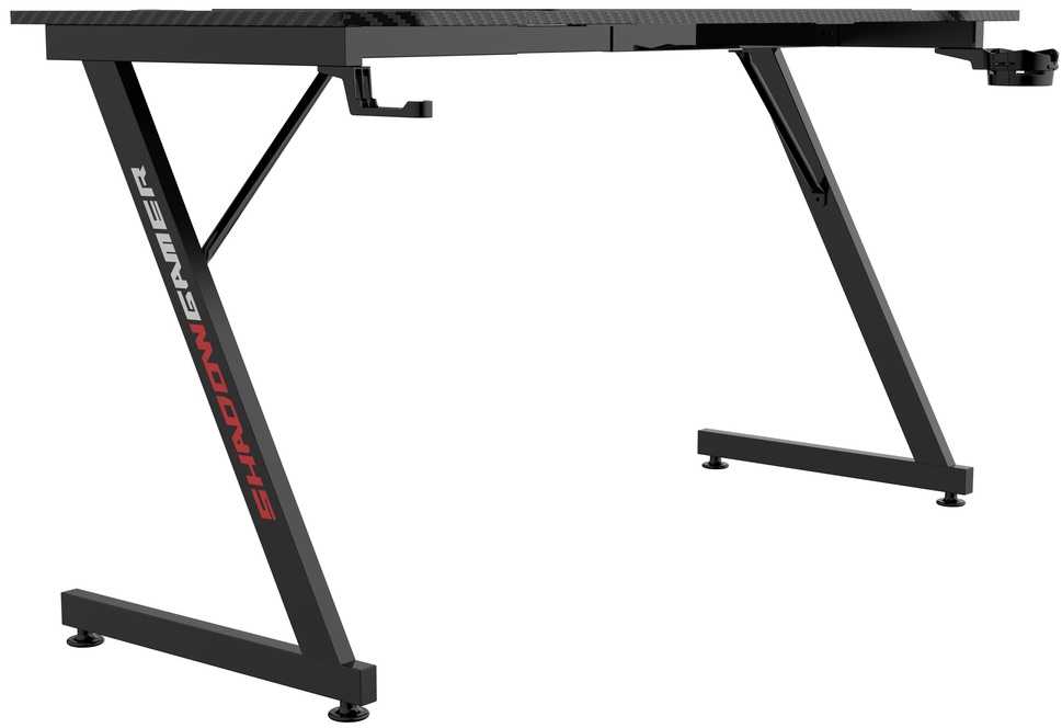 Žaidimų stalas 140 cm su kilimėliu, puodelio laikikliu, ausinių kabliu, juodas kompiuterio stalas, ergonomiška žaidimų stotis, PC stalas, konsolės stalas