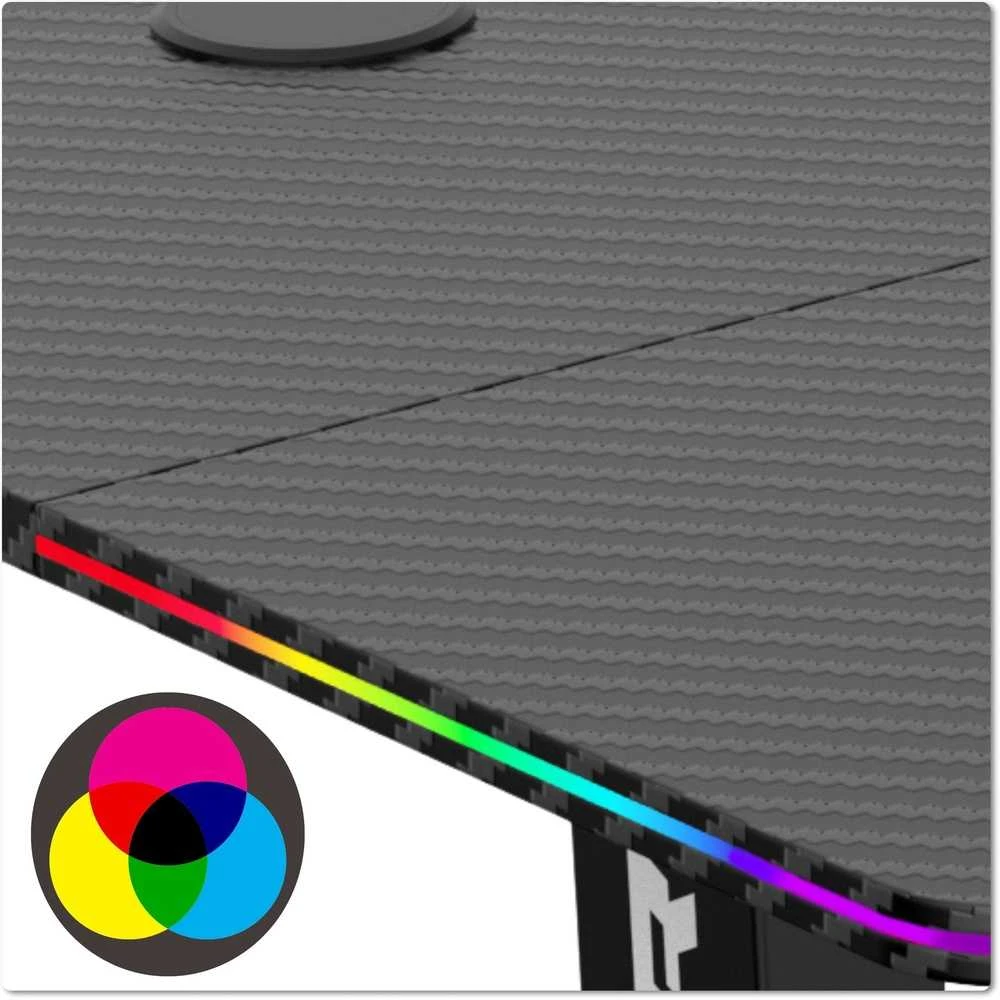 Žaidimų stalas elektrinis, RGB LED, 120 cm, reguliuojamas aukštis, ergonomiškas, kompiuterio stalas, žaidimų konsolės stalas