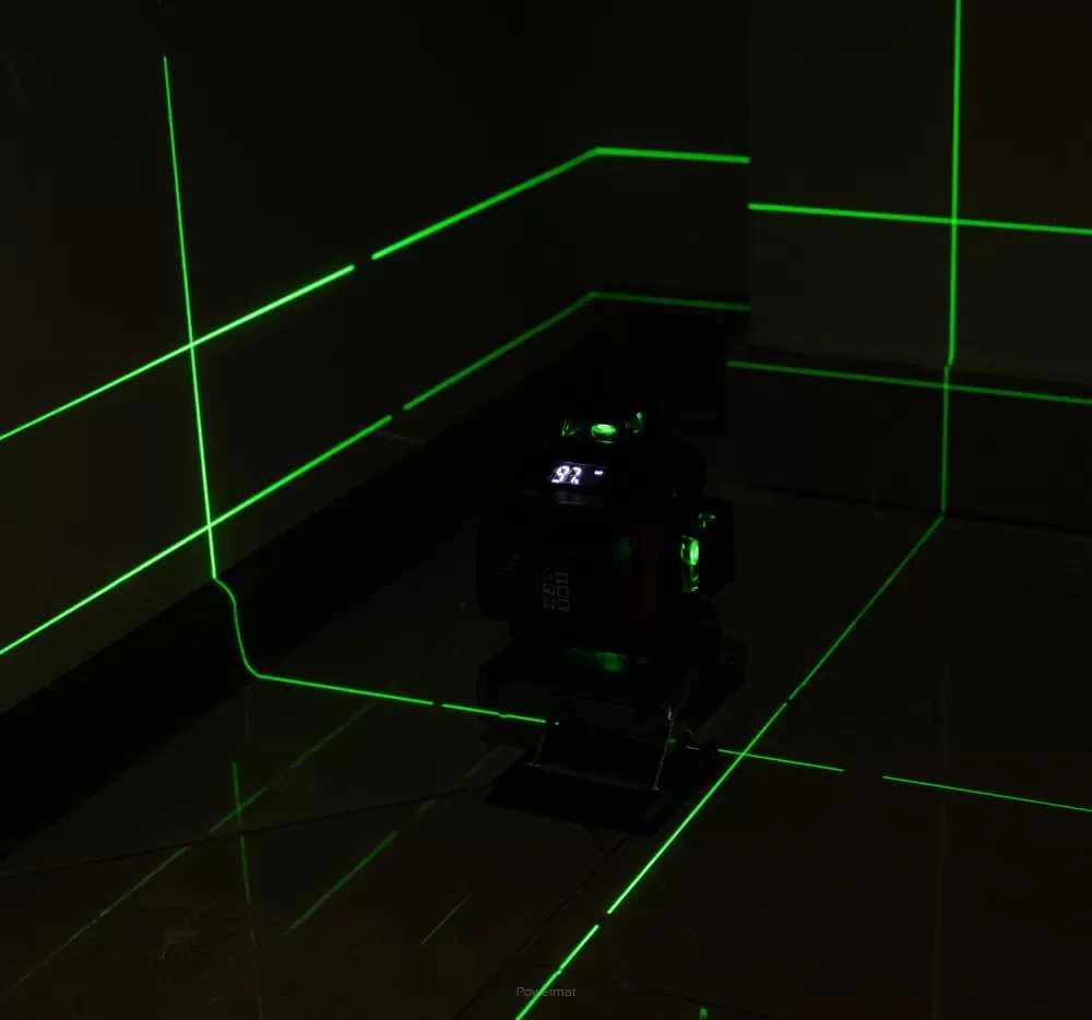 Žalias lazerinis nivelyras, 4D 360 kryžminis lazeris, 16 linijų savaiminis nivelyras, statybinis lazeris, geodezinis lazeris
