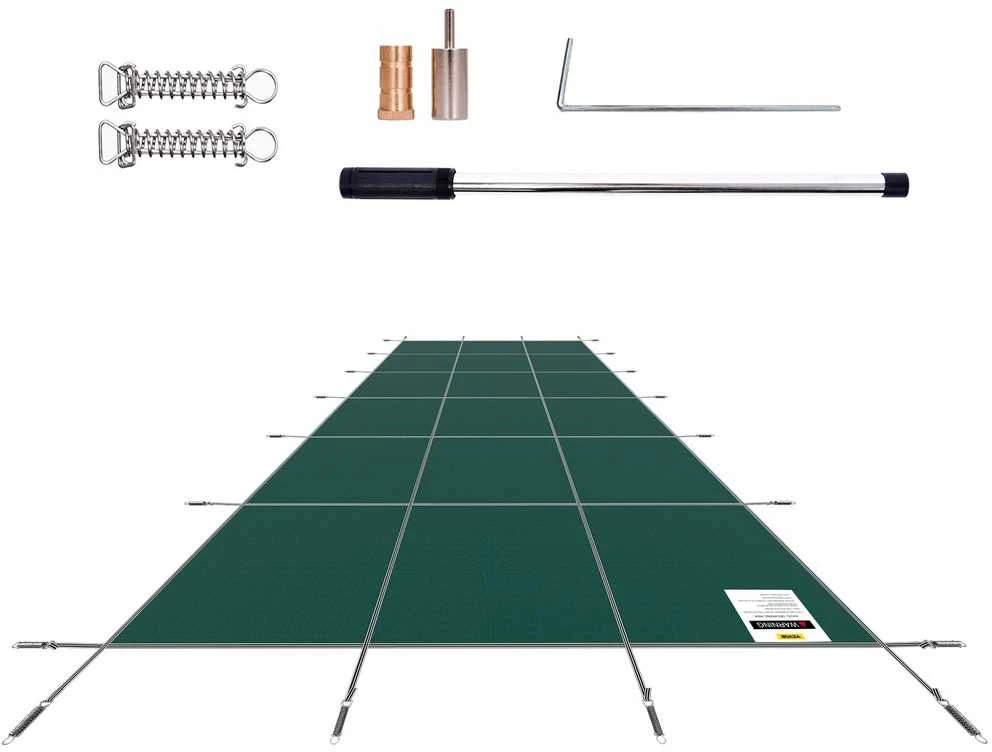 Žalias tinklelis baseino uždangalas 6.1x12.2m. Apsauginis žiemos užtiesalas, stačiakampis brezentas, tinklas