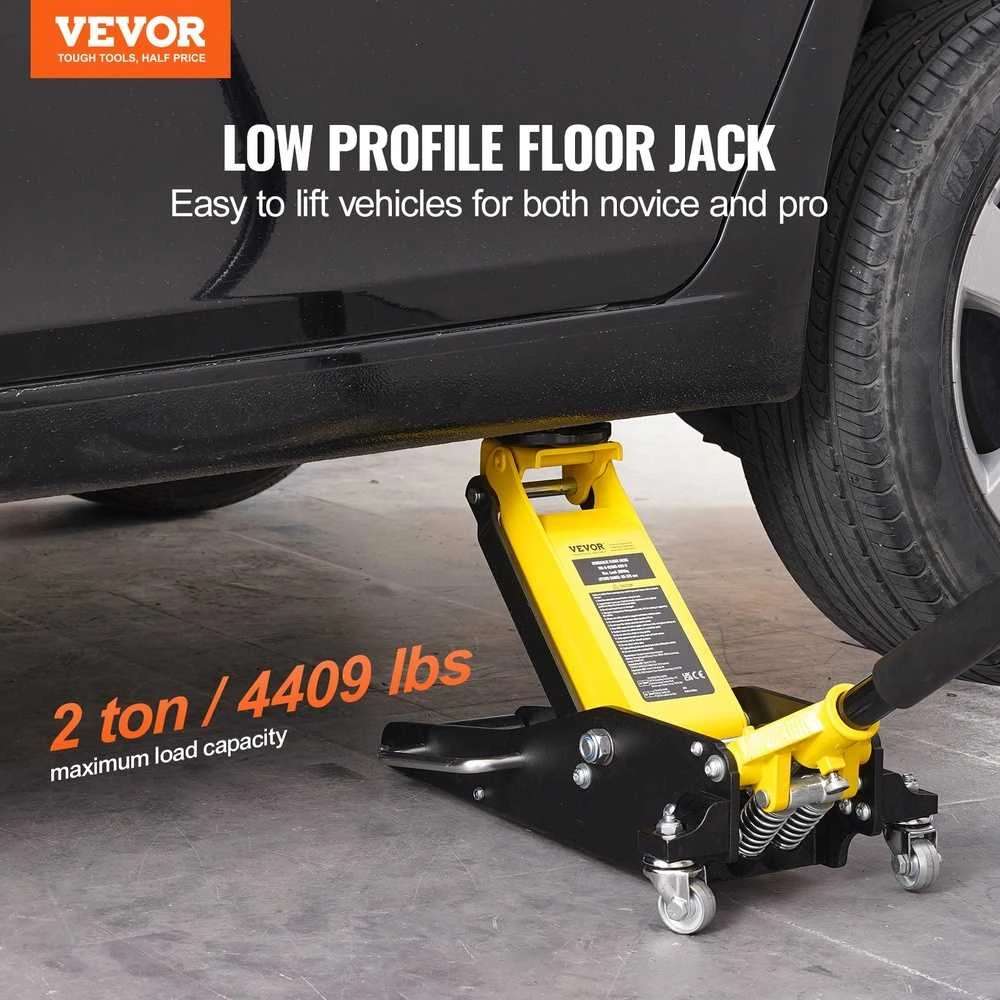 Žemo profilio grindų domkratas 2 tonos, sunkiosios paskirties, dvigubo stūmoklio, greito pumpavimo automobilio domkratas