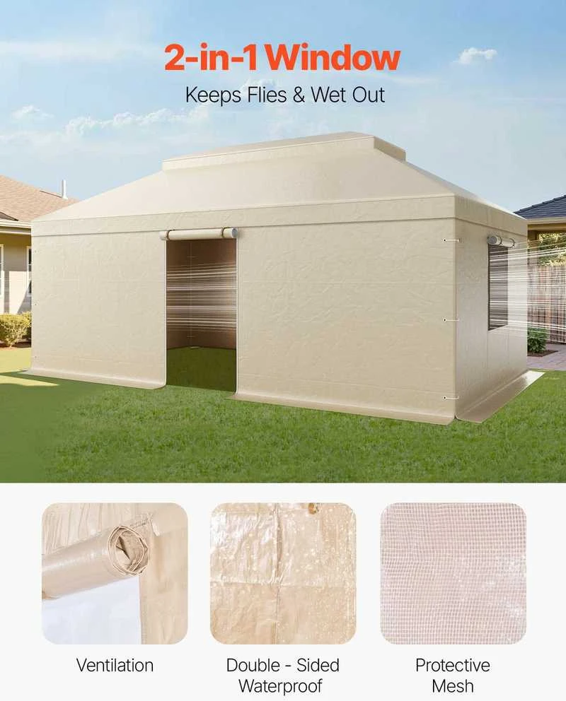 Žieminis pavėsinės uždangalas, tinka 3.66 x 6.10 m kietojo stogo pavėsinėms, visų oro sąlygų dviejų aukštų pavėsinės uždangalas, uždaras sandėliavimo pastogės uždangalas