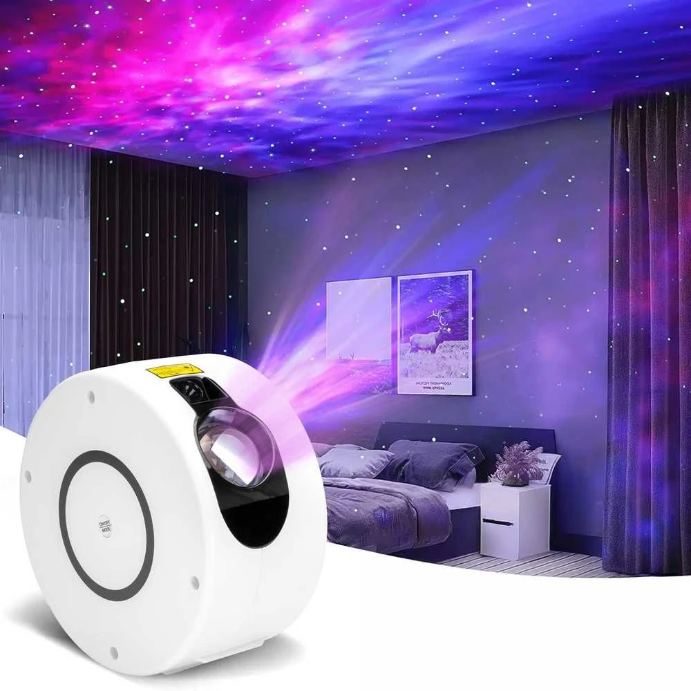 Žvaigždžių projektorius, naktinė lempa su spirale, 8 ūkų režimai, žalia, LED šviestuvas, žvaigždėtas dangus, romantiška atmosfera