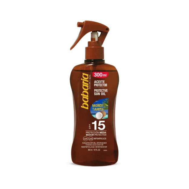 "Babaria" apsauginis aliejus nuo saulės Spf15 su Tahitian Monoï aliejumi 300ml