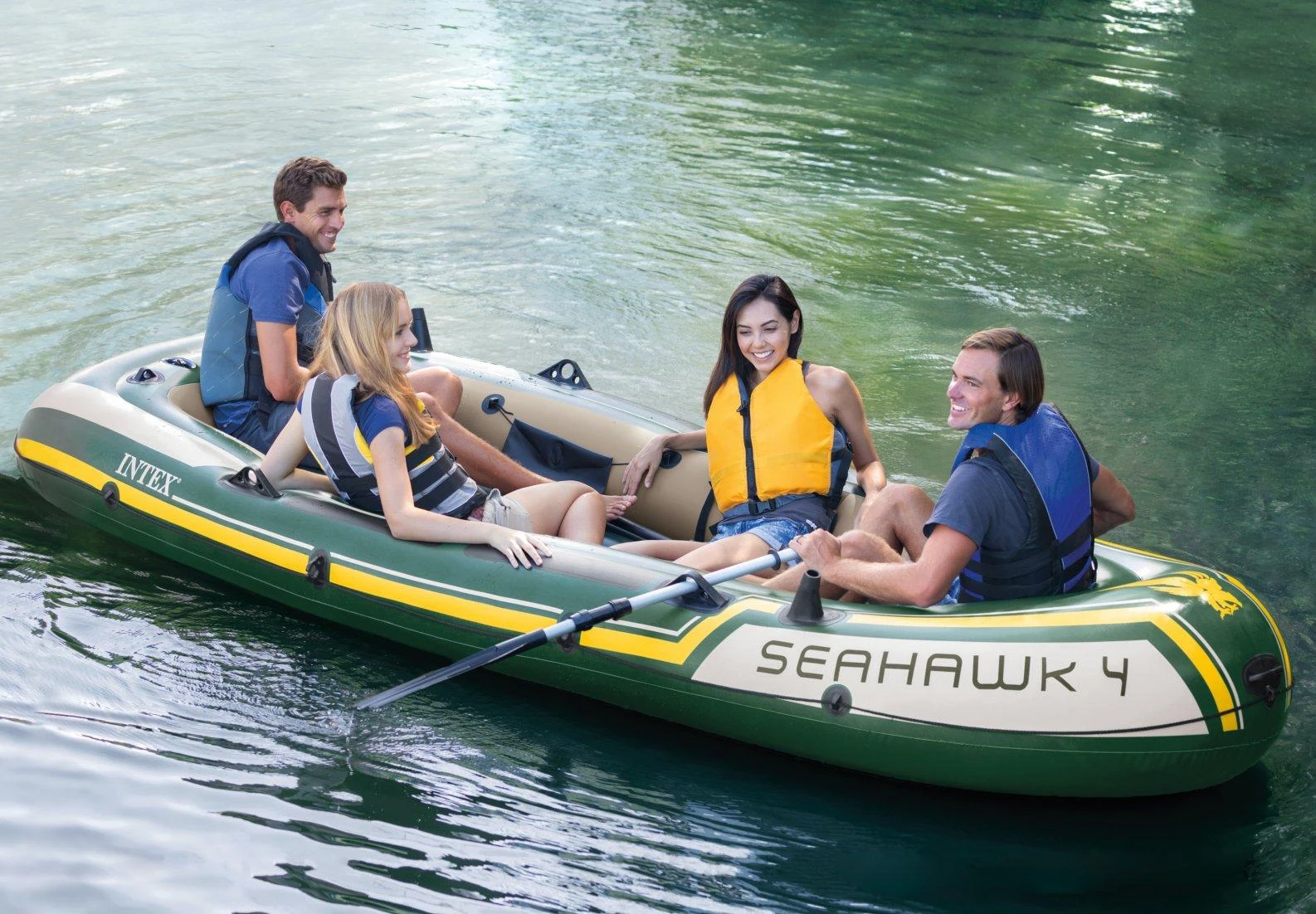 Pripučiama keturvietė valtis Intex Seahawk 4 Set,  pilnas komplektas