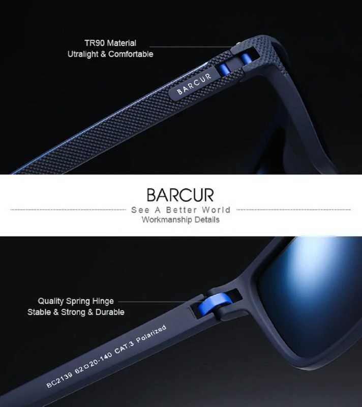 Barcur Poliarizuoti sportinio stiliaus akiniai nuo saulės su UV400 filtru
