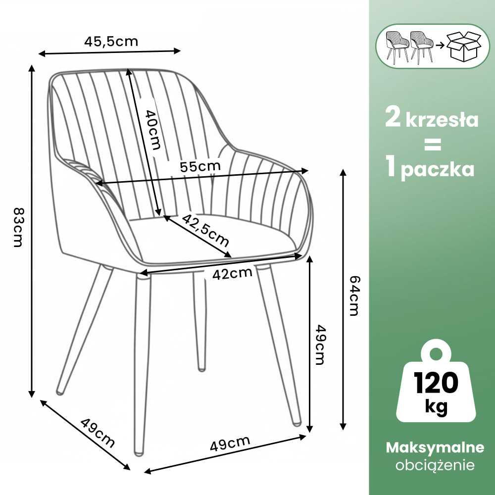 Akord valgomojo kėdės su veliūro apmušalu, 2 vnt., juodos spalvos, juodos kojelės