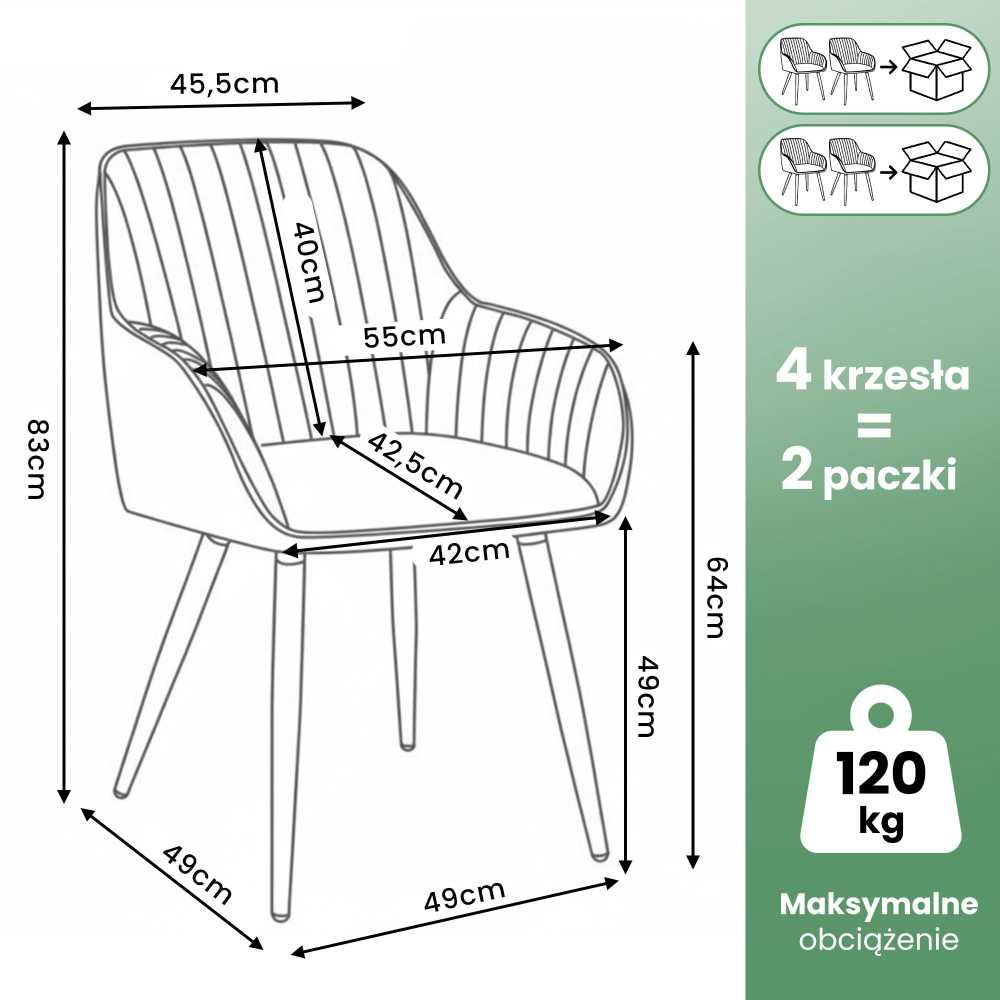 Akord valgomojo kėdės su veliūro apmušalu, 4 vnt., juodos spalvos, juodos kojelės
