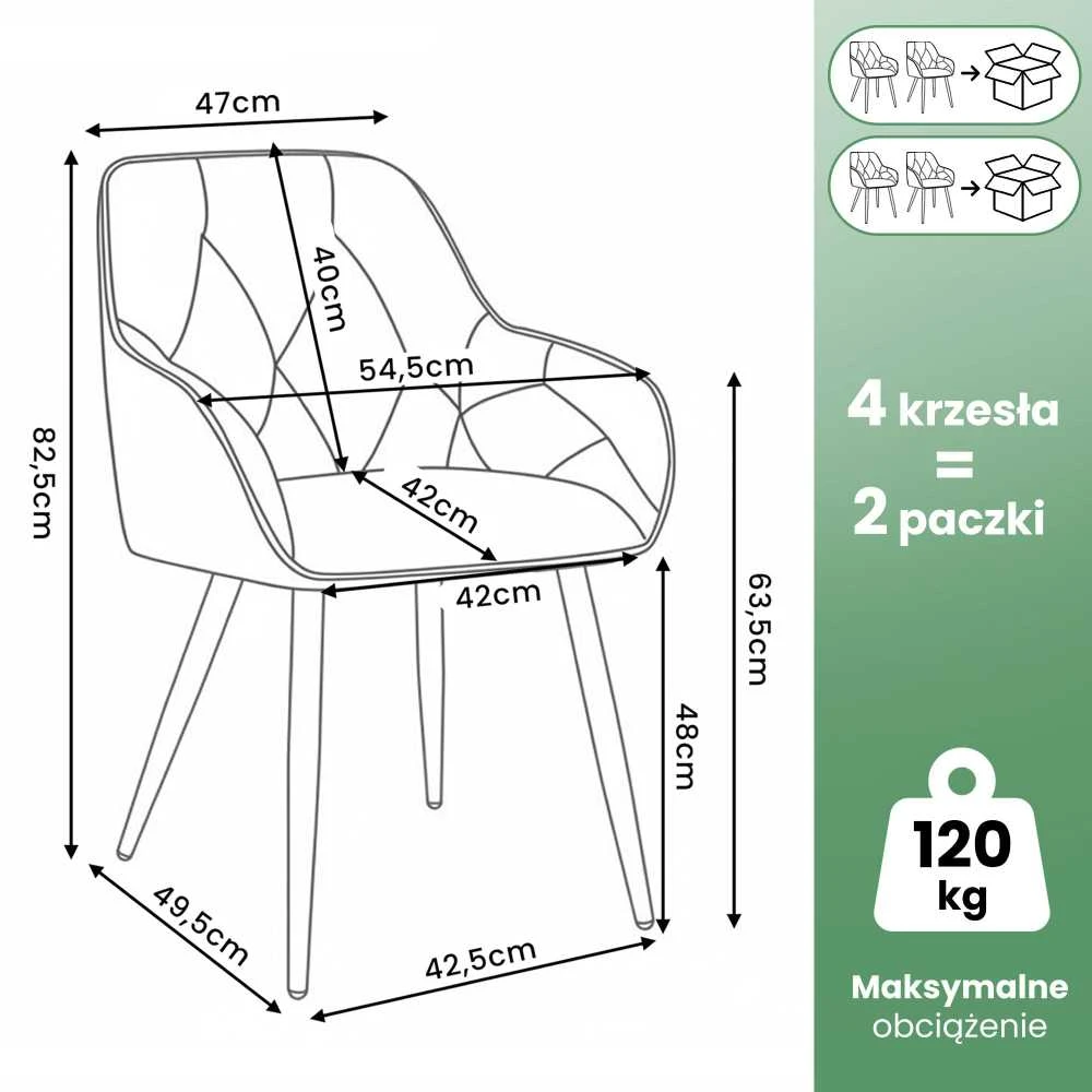 Akord Diamante dygsniuotos valgomojo kėdės su veliūro apmušalu, 4 vnt., butelio žalios spalvos, juodos kojelės