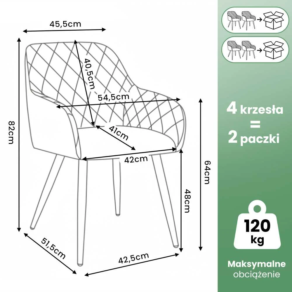 Akord dygsniuotos valgomojo kėdės su veliūro apmušalu, 4 vnt., smėlio spalvos, juodos kojelės