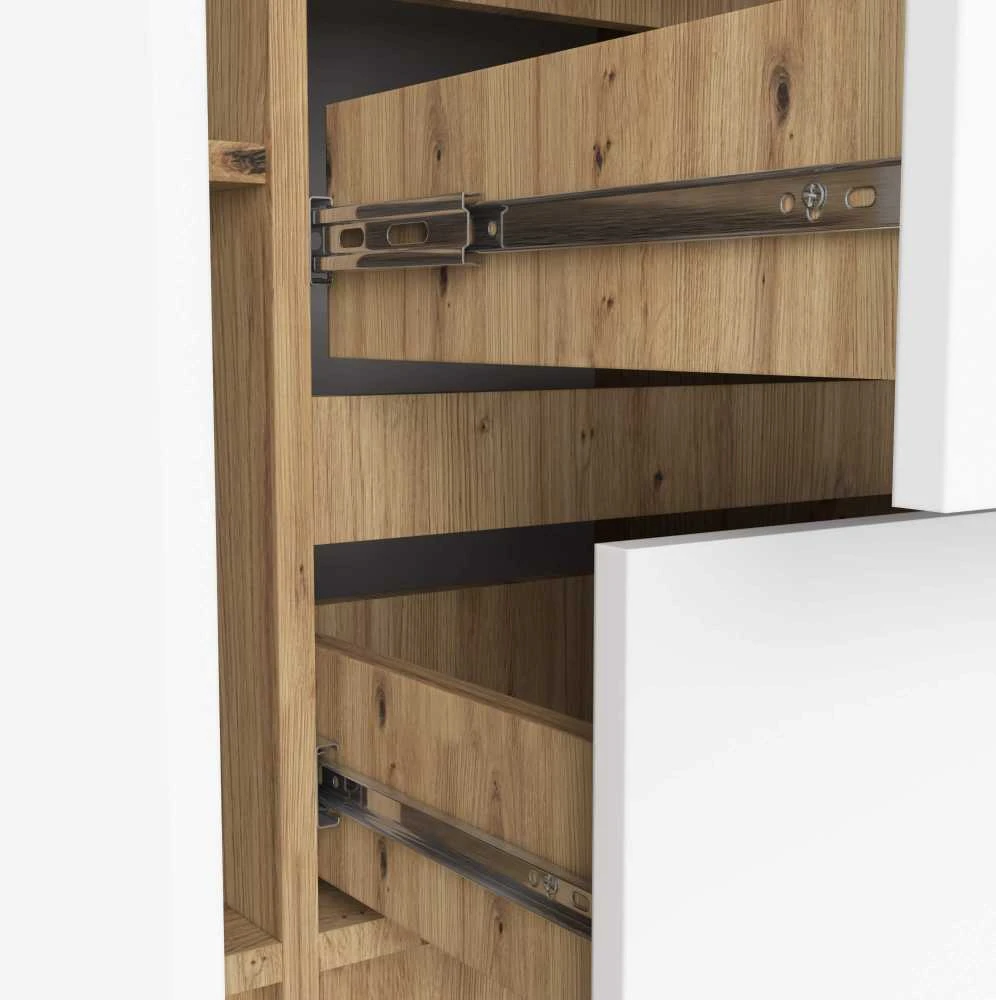 Akord komoda, 2 durelės ir 3 stalčiai, Artisan ąžuolo / baltos spalvos