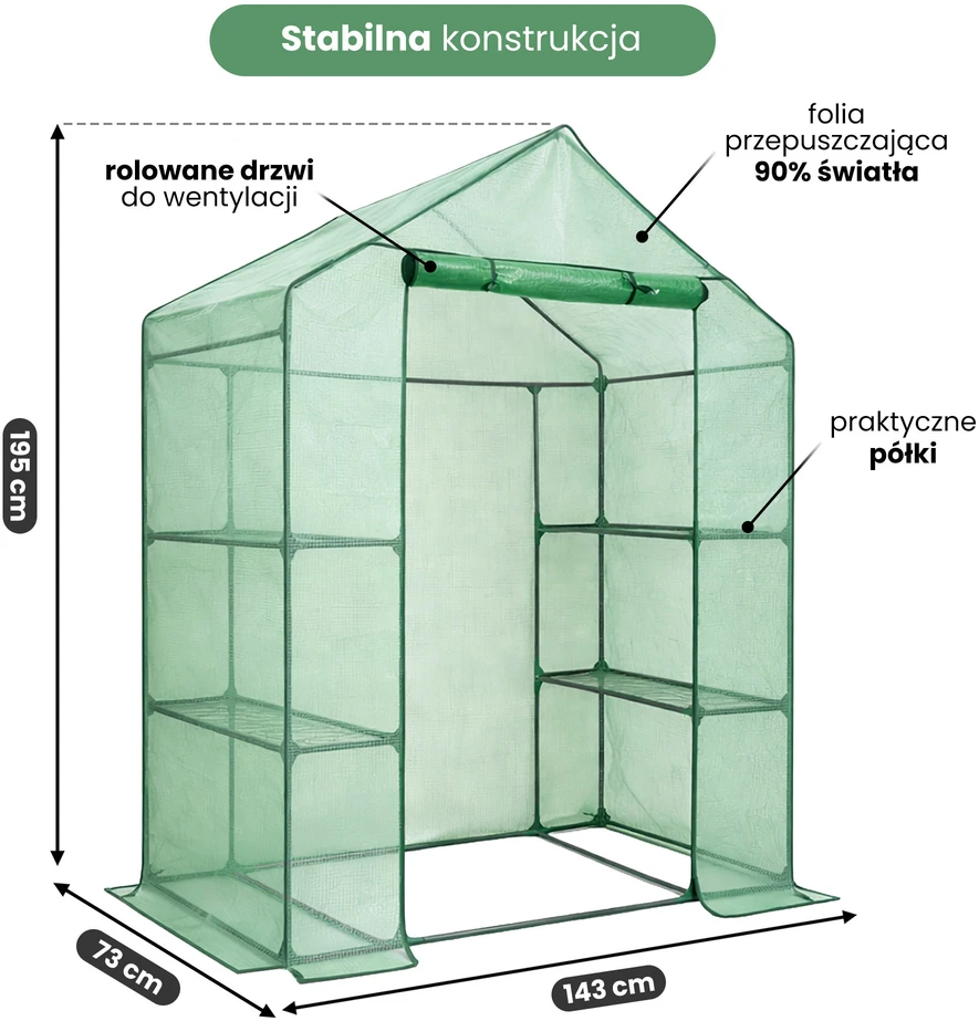 Akord Mini plėvelinis šiltnamis, 1 durelė, žalios spalvos