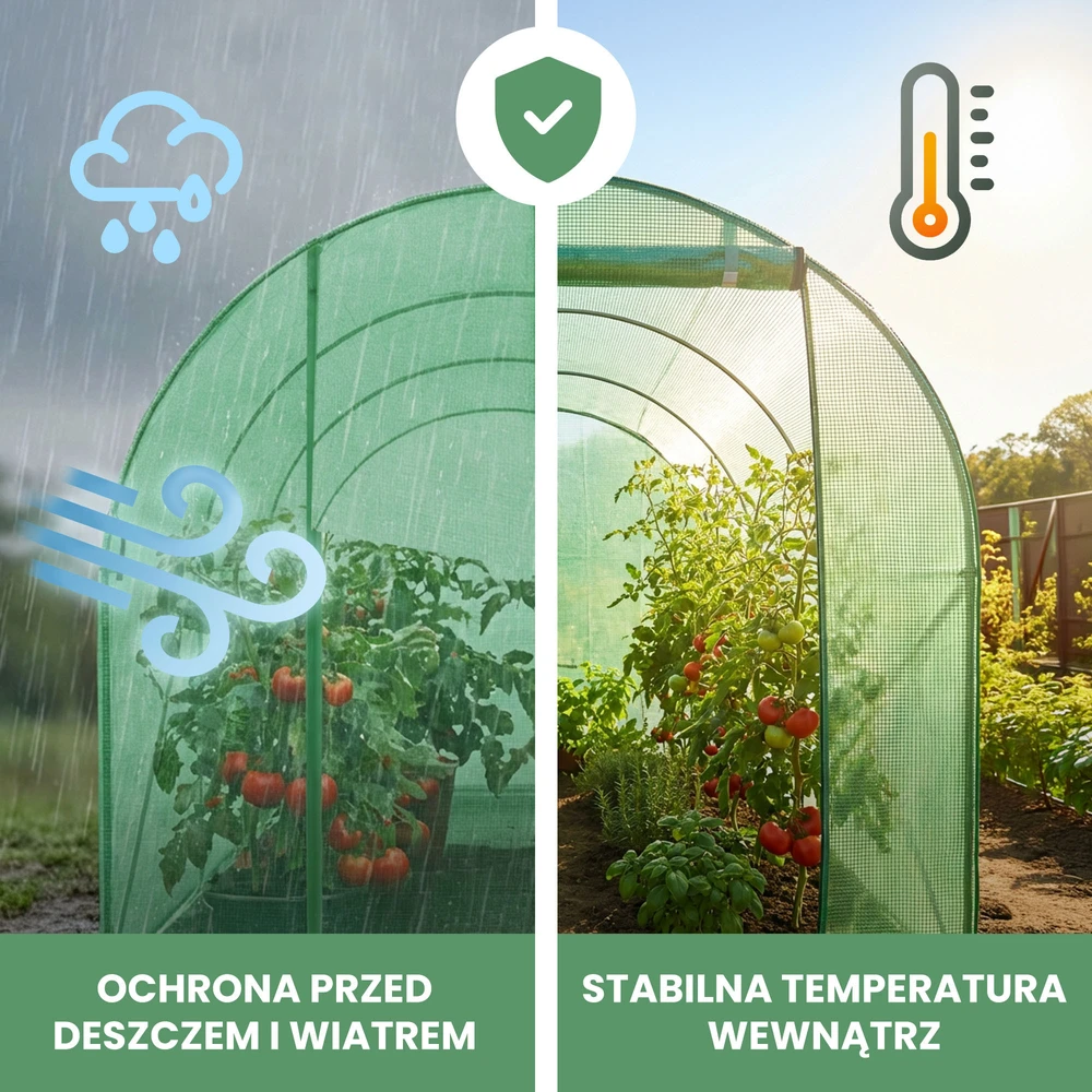 Akord plėvelinis tunelinis šiltnamis, 1 durelė, žalios spalvos