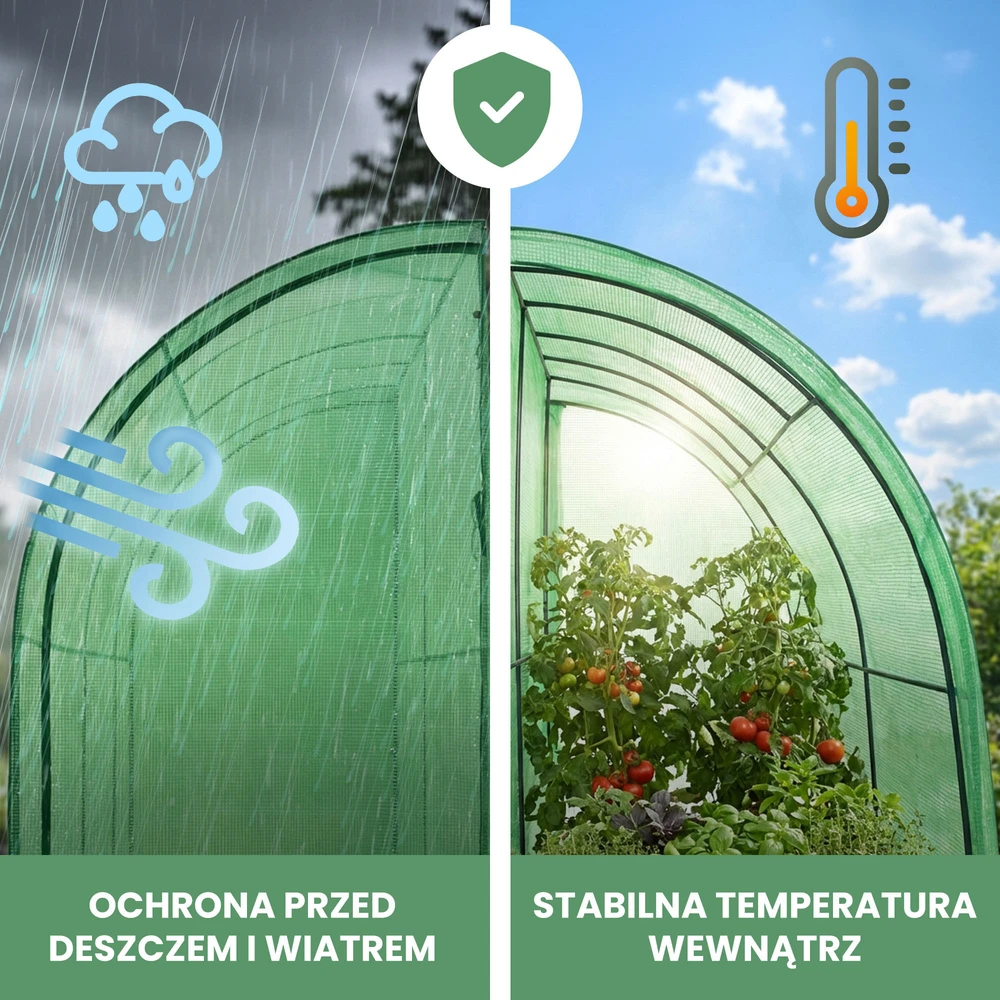 Akord prie sienos statomas plėvelinis šiltnamis, 1 durelė, žalios spalvos
