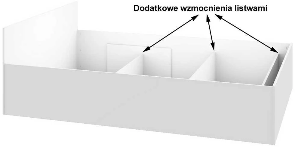Lova Akord lovos rėmas su pakėlimo mechanizmu ir daiktadėže, baltos spalvos