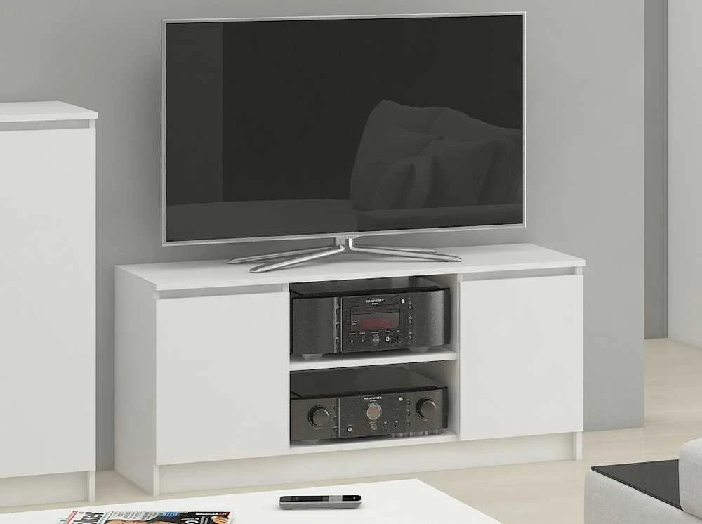 TV staliukas Akord televizoriaus spintelė, 2 durelės ir 1 lentyna, baltos spalvos