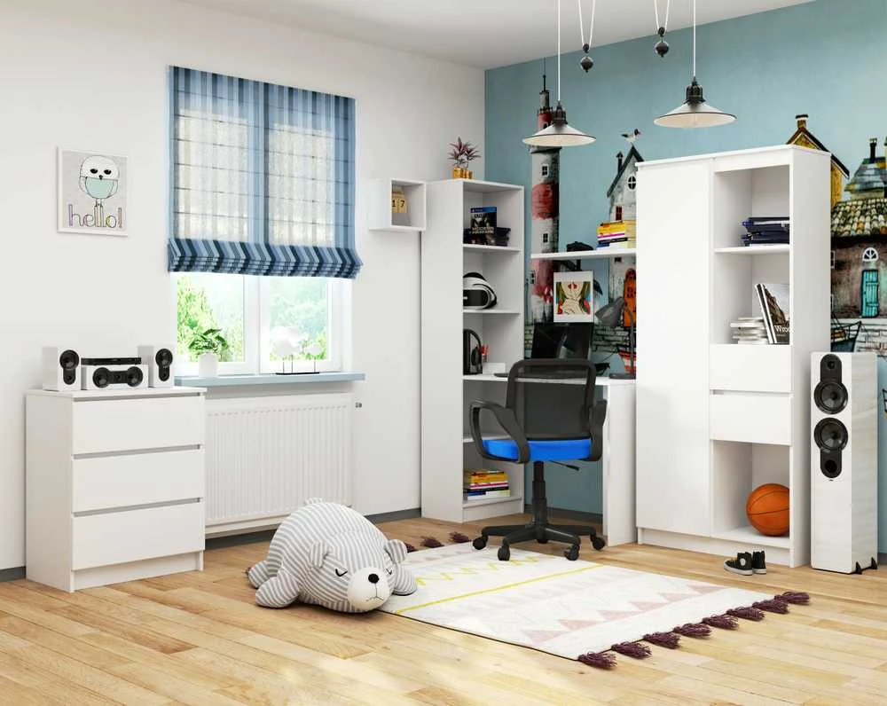 Akord Smart kompiuterio stalas su lentyna, baltos spalvos