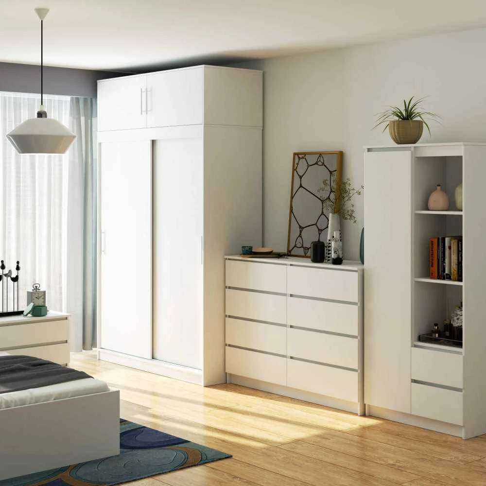 Akord Mono spintos antresolė su stumdomosiomis durimis, baltos spalvos