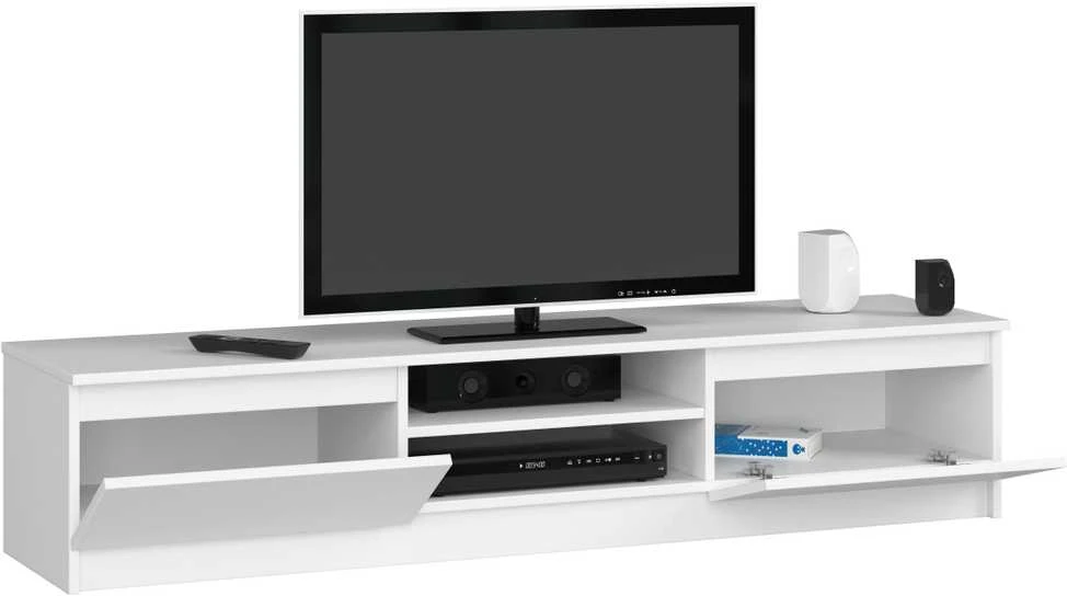 TV staliukas Akord televizoriaus spintelė, 2 durelės, baltos spalvos