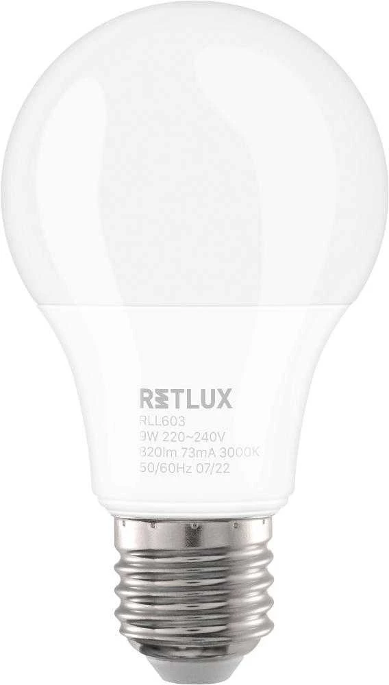 RLL 603 A60 E27 lemputė 9W WW D RETLUX