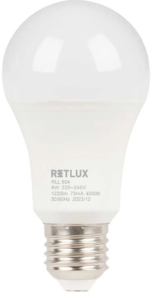 RLL 604 A60 E27 lemputė 9W CW D RETLUX