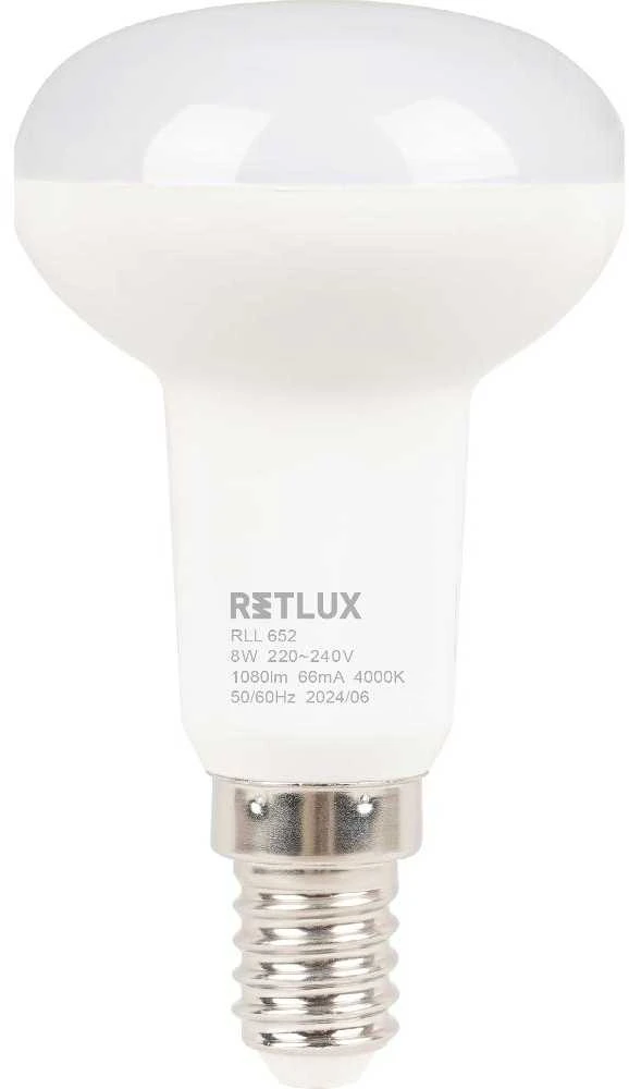 RLL 652 R50 E14 taškinė lemputė 8W CW D RETLUX