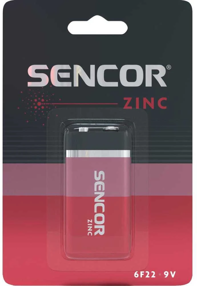„Sencor“ vienkartinės cinko anglies baterijos 9 V, 1 vnt. pakuotė, EOL