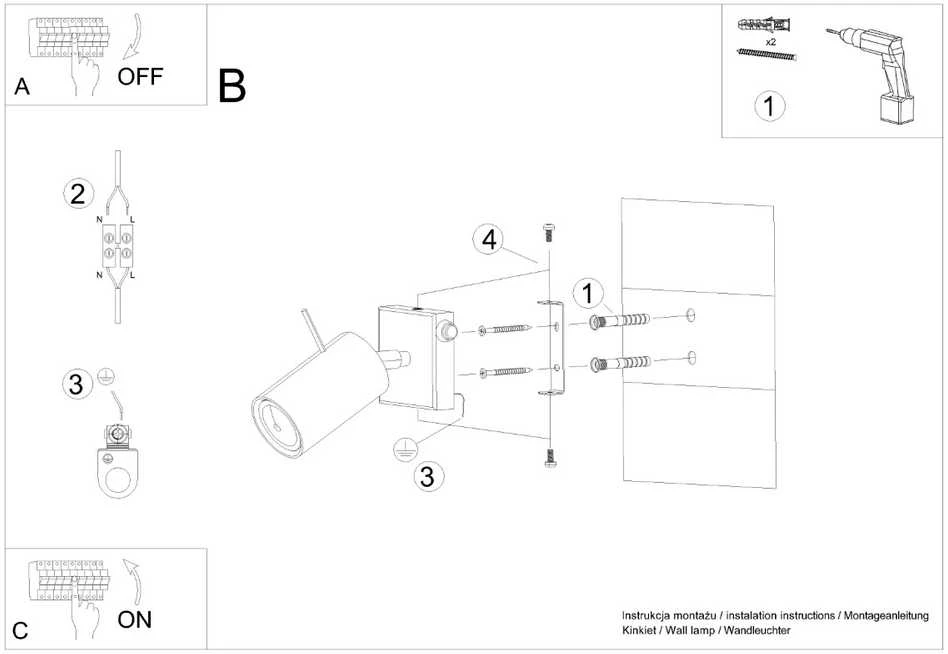 Sollux Lighting Baltas sieninis šviestuvas RING su jungikliu
